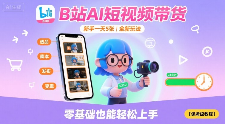 B站AI短视频带货,新手一天5张,全新玩法【保姆级教程】-鲁班聊项目