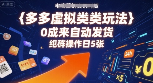 多多虚拟类目玩法，0成本全自动发货，矩阵操作日5张-鲁班聊项目