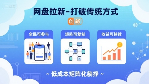 网盘拉新-打破传统方式，低成本矩阵化躺挣，全民可参与、矩阵可复制、收益可持续【揭秘】-鲁班聊项目