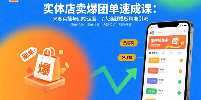 实体店卖爆团单速成课：来客实操与四榜运营，7大选题模板精准引流-鲁班聊项目