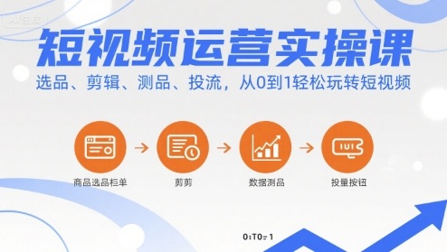 短视频运营实操课,选品、剪辑、测品、投流,从0到1轻松玩转短视频-鲁班聊项目