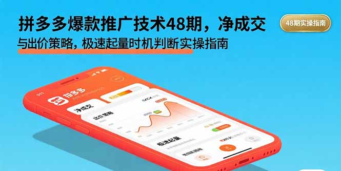 拼多多爆款推广技术48期,净成交与出价策略,极速起量时机判断实操指南-鲁班聊项目