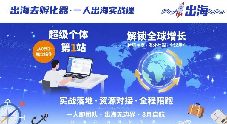 出海去孵化器，一人出海实战课，超级个体第1站，解锁全球增长-鲁班聊项目