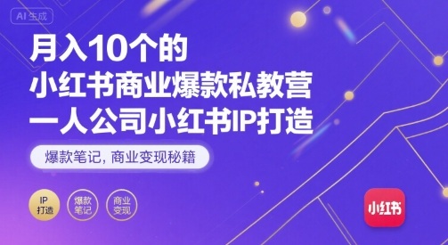 月入10个的小红书商业爆款私教营,一人公司小红书IP打造,爆款笔记,商业变现秘籍-鲁班聊项目