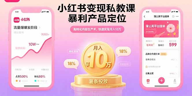 小红书变现私教课,暴利产品定位,高转化内容生产术,快速实现月入10万-鲁班聊项目