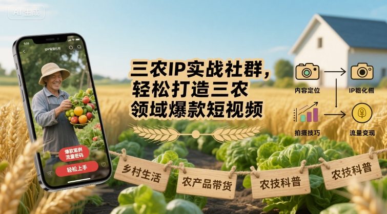 三农IP实战社群,轻松打造三农领域爆款短视频-鲁班聊项目