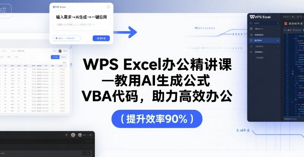 WPS Excel办公精讲课,教用 AI 生成公式,VBA 代码,助力高效办公-鲁班聊项目