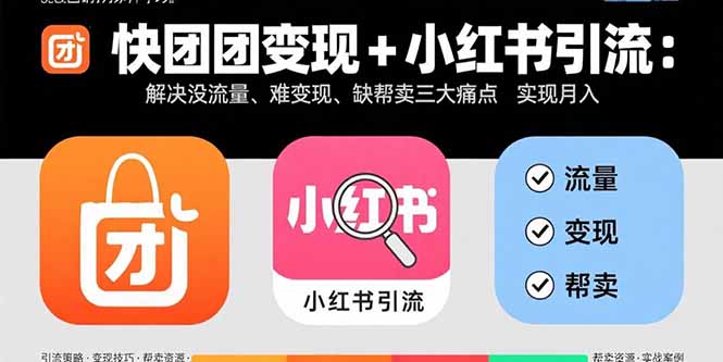 快团团变现+小红书引流:解决没流量、难变现、缺帮卖三大痛点 实现月入3w+-鲁班聊项目