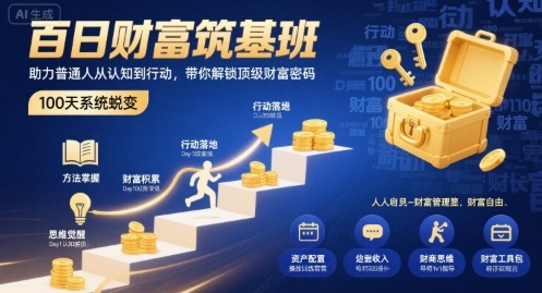 百日财富筑基班,助力普通人从认知到行动,带你解锁顶级财富密码-鲁班聊项目
