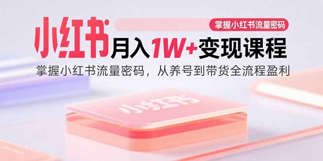 小红书月入1W+变现课程：掌握小红书流量密码，从养号到带货全流程盈利-鲁班聊项目