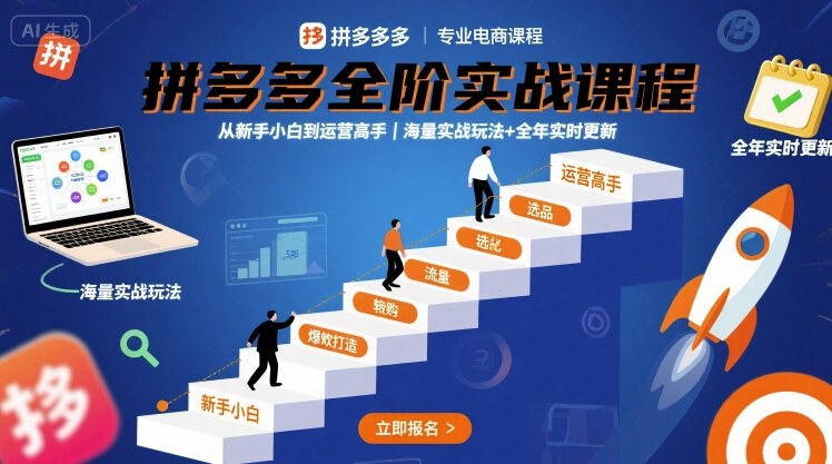 拼多多全阶实战课程,从新手小白到运营高手,海量实战玩法+全年实时更新【2025年9月更新】-鲁班聊项目