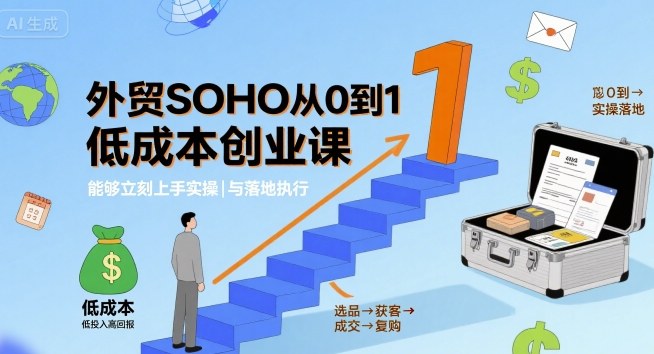 外贸SOHO从0到1低成本创业课,能够立刻上手实操与落地执行-鲁班聊项目
