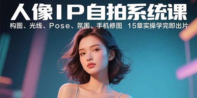 人像IP自拍系统课：构图、光线、Pose、氛围、手机修图 15章实操学完即出片-鲁班聊项目