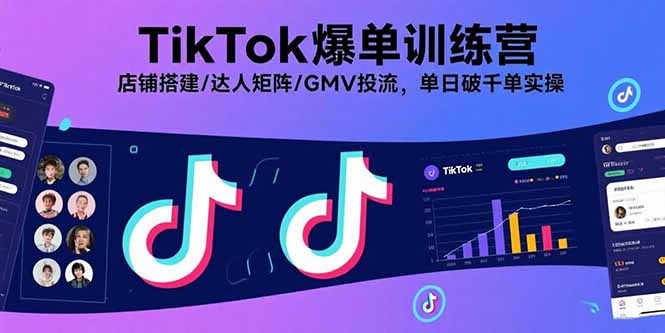 TikTok爆单训练营,店铺搭建/达人矩阵/GMV投流,单日破千单实操-鲁班聊项目