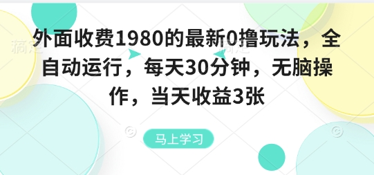 外面收费1980的最新0撸玩法，全自动挂G，每天30分钟，无脑操作，当天收益3张【揭秘】-鲁班聊项目
