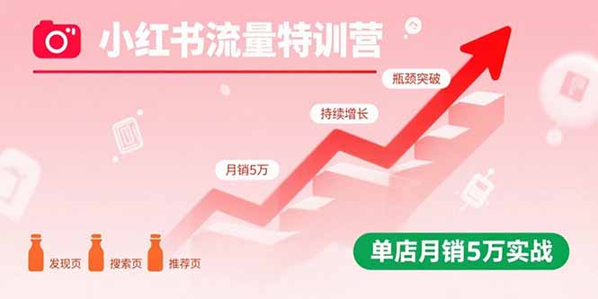 小红书流量特训营：突破流量瓶颈，实现店铺持续增长，单店月销5万实战-鲁班聊项目