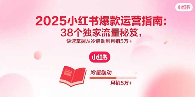 2025小红书爆款运营指南:38个独家流量秘笈,快速掌握从冷启动到月销5万+-鲁班聊项目