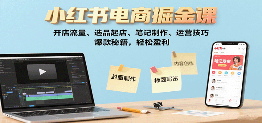 小红书电商掘金课:开店流量、选品起店、笔记制作、运营技巧,爆款秘籍,轻松盈利-鲁班聊项目