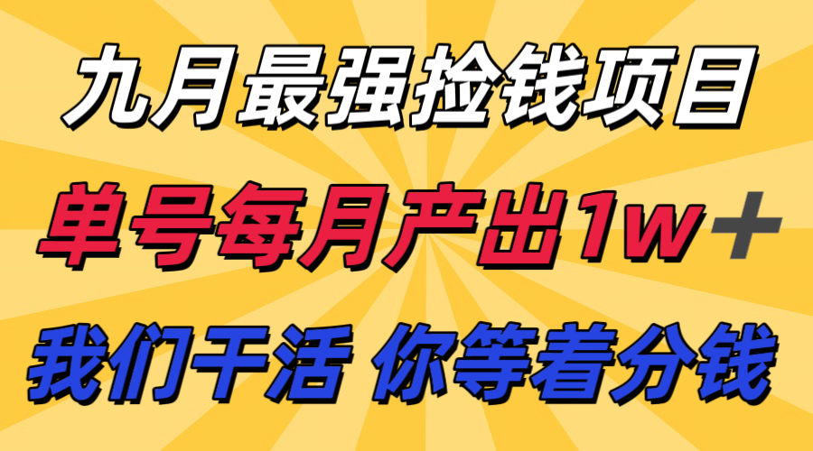 九月最强捡钱项目！ 支付宝分成代运营，我们干活，你分钱！单号月产1w+-鲁班聊项目
