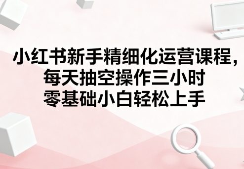 小红书新手精细化运营课程,每天抽空操作三小时,零基础小白轻松上手-鲁班聊项目