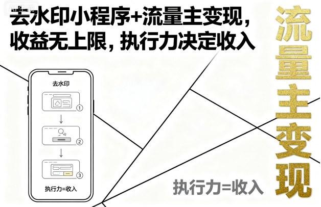 去水印小程序+流量主变现，收益无上限，执行力决定收入-鲁班聊项目