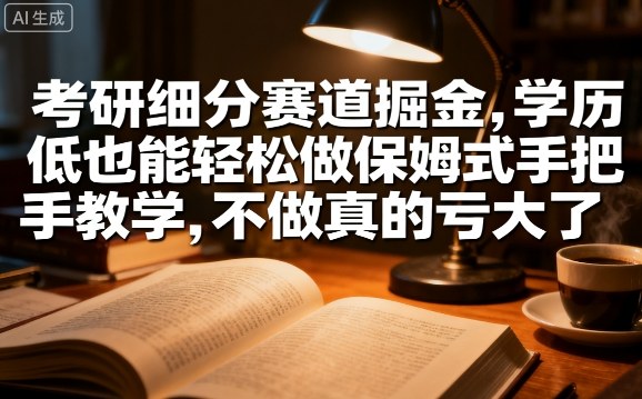 考研细分赛道掘金，日入1k+，学历低也能轻松做保姆式手把手教学，不做真的亏大了【揭秘】-鲁班聊项目