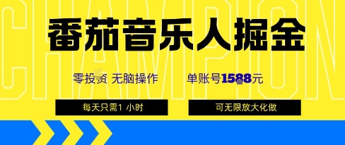 番茄音乐人掘金,单账号最高可撸1k+,可无限矩阵去做,零投入-鲁班聊项目