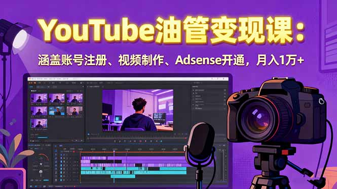 2025YouTube油管变现课：涵盖账号注册、视频制作、Adsense开通，月入1万+-鲁班聊项目