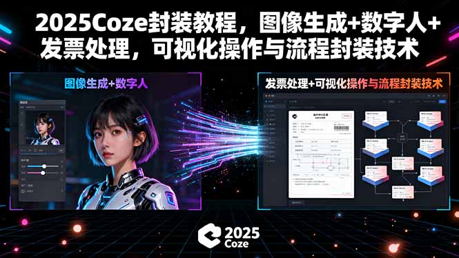 2025Coze封装教程，图像生成+数字人+发票处理，可视化操作与流程封装技术-鲁班聊项目