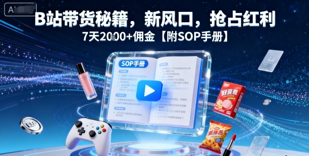 B站带货秘籍,新风口,抢占红利,7天2k+佣金【附SOP手册】-鲁班聊项目