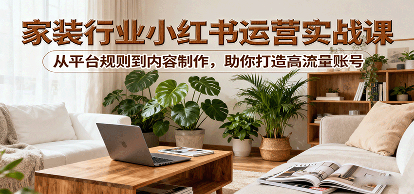 小红书家装行业运营实战课：从平台规则到内容制作，助你打造高流量账号-鲁班聊项目