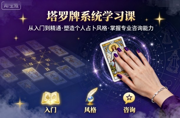 塔罗牌系统学习课,助你从入门到精通,塑造个人占卜风格,掌握专业咨询能力-鲁班聊项目