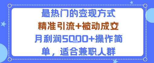 小众赛道玩法：当下最热门的变现方式，精准引流+被动成交月利润5k+操作简单，适合兼职人群-鲁班聊项目