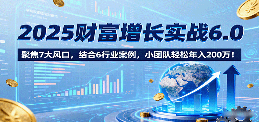 2025财富增长实战6.0,聚焦7大风口,结合6行业案例,小团队轻松年入200万!-鲁班聊项目