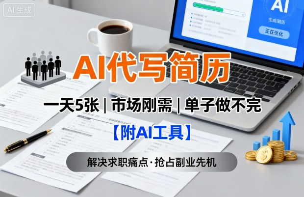 AI代写简历，一天5张，今年找工作难，市场刚需，单子做不完【附AI工具】-鲁班聊项目