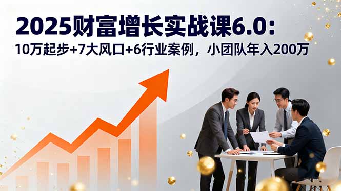 2025财富增长实战课6.0:10万起步+7大风口+6行业案例,小团队年入200万-鲁班聊项目