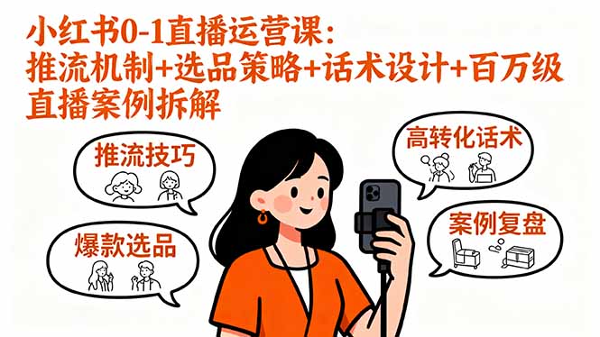 小红书0-1直播运营课:推流机制+选品策略+话术设计+百万级直播案例拆解-鲁班聊项目