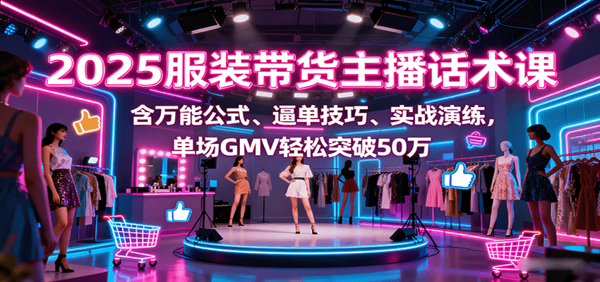 2025服装带货主播话术课，含万能公式、逼单技巧、实战演练，单场GMV轻松突破50万-鲁班聊项目