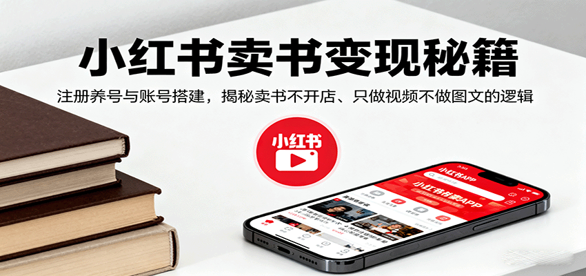 小红书卖书变现秘籍，注册养号与账号搭建，揭秘卖书不开店、只做视频不做图文的逻辑-鲁班聊项目