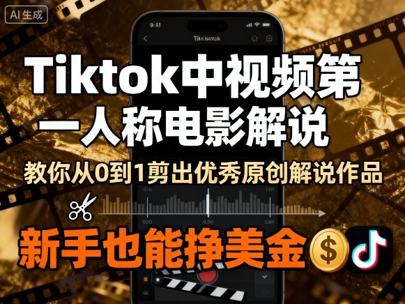 Tiktok中视频第一人称电影解说,教你从0到1剪出一个优秀的原创解说作品,新手也能挣美金-鲁班聊项目