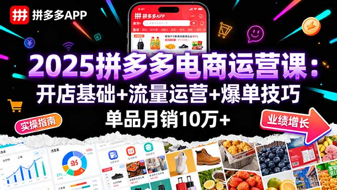 2025拼多多电商运营课:开店基础+流量运营+爆单技巧,单品月销10万+-鲁班聊项目