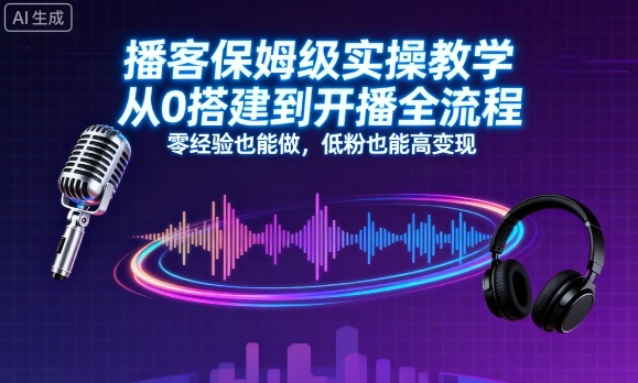 播客保姆级实操教学，从0搭建到开播全流程，零经验也能做，低粉也能高变现-鲁班聊项目