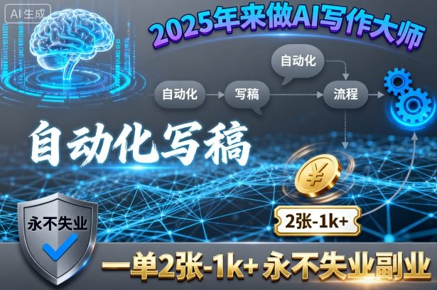 2025年来做AI写作大师,自动化写稿,一单2张-1k+,永不失业副业-鲁班聊项目