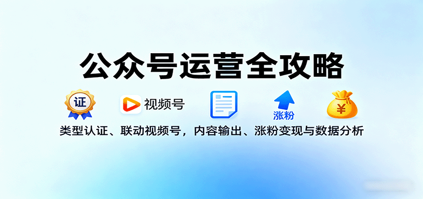 公众号运营全攻略:类型认证、联动视频号,内容输出、涨粉变现与数据分析-鲁班聊项目