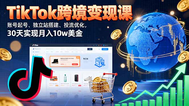 TikTok跨境变现课:账号起号、独立站搭建、投流优化,30天实现月入10w美金-鲁班聊项目