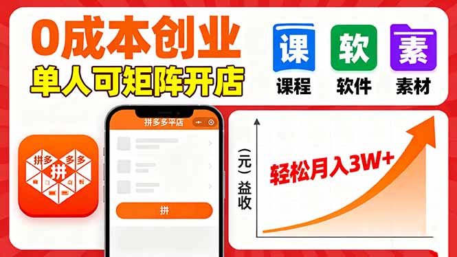 拼多多虚拟电商,0成本,单人可矩阵开店,轻松月入3W+-鲁班聊项目