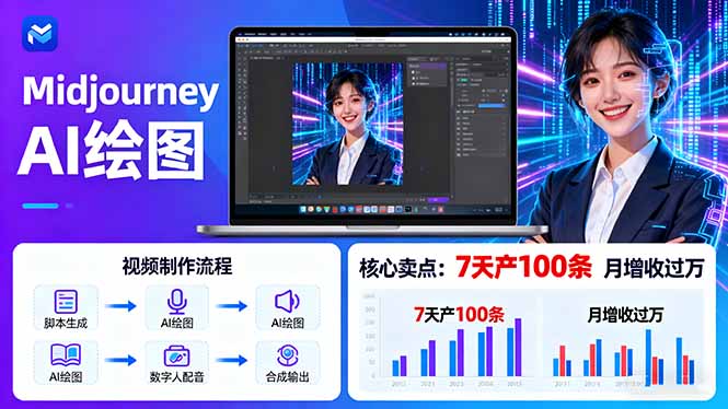 AI绘图照片开口说话视频制作:Midjourney+数字人,7天产100条月增收过万-鲁班聊项目