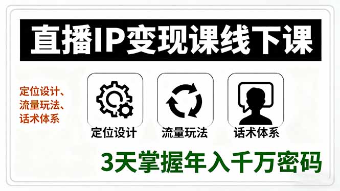 直播IP变现课线下课，定位设计、流量玩法、话术体系，3天掌握年入千万密码-鲁班聊项目