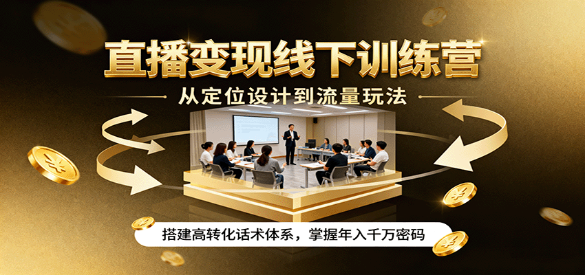 直播变现线下训练营，从定位设计到流量玩法，搭建高转化话术体系，掌握年入千万密码-鲁班聊项目