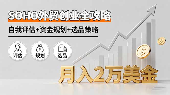SOHO外贸创业全攻略，自我评估+资金规划+选品策略，月入2万美金-鲁班聊项目